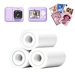 Kids Instant Print Camera Paper, Thermal Printing Refill Set for Toddler Camera, Compatible with ETIKEZ Funshot 20, Camera Thermal Printing Paper, 5.7cmx5m Per Roll, 3 Rolls, Blue/Orange/Red