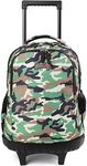 seastig Rolling Backpack Girls Boys 18in Wheeled Backpack Kids Backpack with Wheels School Travel Bag, Camo, Modern