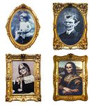 ECGER Halloween Decorations Indoor Scary 3d Changing Face Pictures, Moving Portrait Frame Decor, for Horror Party Ghost Castle Haunted House Home Decoration (4 Pieces)