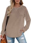 XIEERDUO Crewneck Sweatshirt Womens Long Sleeve Shirts Ladies Oversized Tops Loose Fit Tunic Fall Clothes Trendy Coffee Small