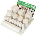 INFVE Felt Furniture Pads, 108-Pack, Self-Adhesive Hardwood Floor Protectors, Chair Table Bed Leg Sliders, Scratch-Free Furniture Glides