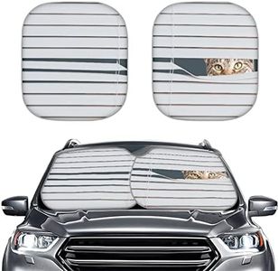 Coldinair Funny Cat Print Auto Windshield Sun Shade,2-Piece Foldable Car Front Window Sunshade Universal Fit for Most Cars,Sedans,SUVs,Trucks
