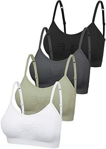 SATINIOR 4 Pieces Bralette Neck Cami Bra Wireless Tank Top Bra Sports Bra for Women(Large-X-Large,Black, Grey, Green, White), Black, Grey, Green, White, Large-X-Large