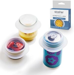 Stasher Premium Reusable Silicone Stretch Lids, Clear, 3pk of 2.5” Lids, Airtight Seal, Food Container Covers, BPA Free, Leak-free, Dishwasher Safe, Microwave Safe, Eco-Friendly