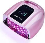 Purtato Professional Rechargeable 96W UV LED Portable Cordless UV Light for Nail Lamp Machine with Removable Stainless Steel Bottom,4 Timer Setting and Smart Sensor Nail Dryer (Plating Pink)