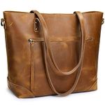 S-ZONE Vintage Genuine Leather Shoulder Bag Work Totes for Women Purse Handbag with Back