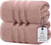 DAN RIVER Pack of 2 Bath Sheet 35x70 Inches, Oversized Towels for Adults, Quick Dry Plush Bath Towels - Dusty Rose