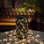 Solar Table Lanterns Outdoor Waterproof - Solar Hanging Lights - LED Lamp Black Dragonfly Metal Tabletop Light Solar Powered Decorative Lantern for Desk Bedroom Patio Garden Pathway Yard(1 Pack)