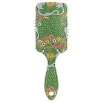 Seamless Vintage White Monkeys with Green Umbrella on Green Paddle Brush Hair Brush, Plastic Soft Nylon Pins Air cushion comb, Detangle Anti-Static Dry Wet Hair Hairbrush