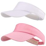 MK MATT KEELY Sun Visor Hat Sports Adjustable Baseball Cap with Outdoor UV Protection for Women Men(2PCS) Pink White