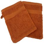 Sue Rossi Face Cloth Wash Mitt Set, 100% Organic Turkish Combed Cotton, 600GSM Thick With Hanging Loop, Size 16cm x 21cm, Flannel Glove Pack Soft & Absorbent (Orange, 2)