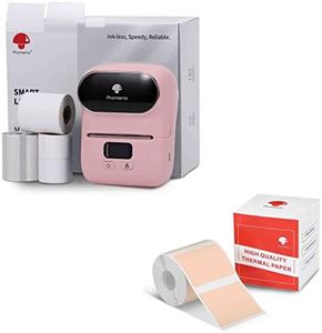 Phomemo M110S Label Maker Set- with 1 Rolls Khaki Paper, Bluetooth Label Maker for for Business Labeling, Barcode, Office, Cable, Retail, with Fonts Choose, Icons, Templates, Pink