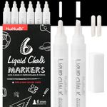 Liquid Chalk Markers White Chalk Pens Erasable Board Marker White Dry Erase Marker Pen for Blackboard, Chalkboards, Windows, Glass, Bistro, Signs 6 Pack Set