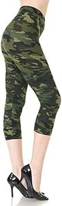 Leggings Depot Capri REG/Plus Women's Buttery Popular Prints BAT1 (Plus Size (Size 12-24), Camouflage Army)