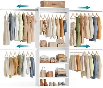 SONGMICS CUSTOS Collection - Closet System, Customizable Walk-In Closet Organizer System with Adjustable Hanging Rods and Storage Shelves, White, Fits Spaces 6.5-10.2 ft URGR041WZ01S