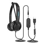 FXDM USB Headset with Microphone Noise Cancelling, 3.5mm Computer Headset with in-Line Call Control, Comfort-fit Business Headset with Mic for Laptop, PC, Call Center, Phone, Skype Chat