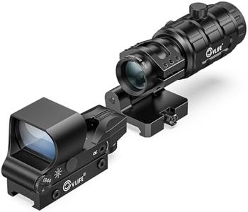CVLIFE EagleFeather S03 Multiple Reticle Green Dot and Magnifier Combo, 40mm Large Lens Green Dot with 3X Magnifier, Absolute Co-Witness, Open Reflex Optics Sight with Flip-to-Side