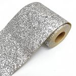 DHHOUSE Silver Chunky Glitter Wallpaper Border,Peel and Stick Sliver Glitter Wall Border (13cm x 5 Meters, Sliver)