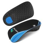 High Arch Support Foot Insoles 3/4 Orthotic Inserts for Flat Feet Plantar Fasciitis Relief Overpronation, Shoes Insoles for Men Women Running, Black and Blue(L:Men 9-11, Women 10-12)