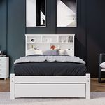 LTGB Single Bed with Shelves, 2022 New White Wooden Storage Bed with Underbed Drawer, Ideal for Any Room, Suitable for Adults Kids Teenages, No Mattress - 3FT【UK Fast Delivery】