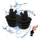 Bathtub Stopper, 2 Pack Universal Bathtub Plug Silicone Bathtub Stopper Bathtub Drain Stopper Plug Tub Stopper for Kitchen Bathtub and Bathroom Sink Drains, Black Plug Duck Shape, 2 Count