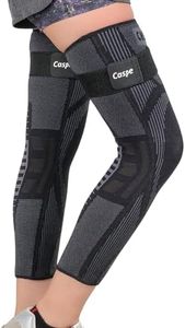 Caspe 2 Pack Full Leg Compression Sleeve with Strap–Long Length Leg Compression Support for Running, Basketball, Cycling, Workout & Sports – Non-Slip Thigh Knee Calf Support for Men & Women (XX-Large)