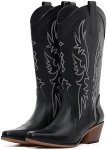 Eyriphy Cowboy Boots for Women, Western Cowgirl Boots Mid Calf Snip Toe