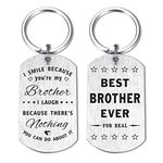 SOUSYOKYO Best Brother Ever Gifts for Men, Funny Brother Keychain from Sister, I Smile Because You're My Brother