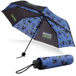 Minecraft Telescopic Umbrella - Folding Umbrella Lightweight for Travel School (Black/Blue)