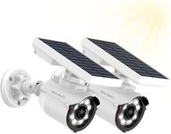 WEILAILIFE Outdoor Solar Motion Sensor Light Wireless Security Floodlight with LED Spotlights Fake Security Camera Waterproof 800 Lumen Bright Light(2 Pack)