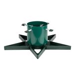 Star Design Christmas Tree Stand with Water Reservoir for Live Fir and Pine Trees, Stable Metal Base with Heavy Duty Plastic Legs, Fun and Colourful Holiday Decor, Adjustable Trunk Support - Green