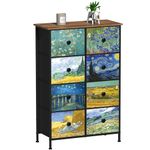 VEDECASA Van Gogh Drawer Dresser for Bedroom Chest of Drawers with Sturdy Steel Frame Wood Top Drawer Storage Organizer for Entryway Living Room Hallway Office (8 Drawers)