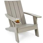 YITAHOME Adirondack Chair with Cup Holder Weather Resistant Resin Adirondack Chairs for Outdoor Garden Lawn Yard Garden Patio Deck Fire Pit (1, Taupe) (MAYIH0000046MA)