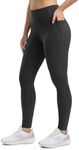 Seamaid Women's Fleece Lined Leggings 27" Water Resistant Thermal Winter Running Hiking Pants with Pockets High Waisted Black S