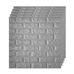 Hexon 3D Foam Wallpaper Wall Panels Brick Self-Adhesive Waterproof PE Foam, Peel and Stick Ceiling Wallpaper for Bedroom Furniture, 3D Brick Size 70cmX70cm-Grey Pack of 5