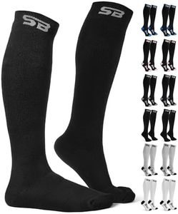 SB SOX Merino Wool Ski Socks for Men & Women (2 Pairs) - Warm Thermal Socks for All-Day Winter Wear (Solid Black, Large)