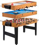 ARLIME 3 in 1 Combo Game Table, 48'' Foosball Table w/Billiards, Soccer, Hockey, Wood Foosball Game Table for Kids, Adults, Game Room, Parties