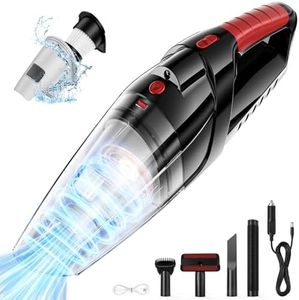 Aeemrn Vacuum Cleaner for Car Use, 9500PA Cordless Vacuum Cleaner for Home Use Wet and Dry, 3 Powered Modes by 6000mAh Battery & 12V DC Car Port & USB Charging, Lightweight, LED Light, HEPA Filter