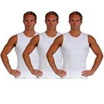 Insta Slim ISPRO Slimming Crew-Neck Sleeveless Top Shapewear Compression Shirt for Men - (Pack of 3), White, S