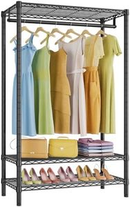 VIPEK V1S Wire Garment Rack 3 Tier Heavy Duty Clothes Rack for Hanging Clothes Portable Closet with Hanging Rod Adjustable Wire Shelving Clothing Rack Freestanding Wardrobe, Max Load 400LBS, Black