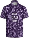 BONLOR Shirts for Dad Golf Shirts Dry Fit Short Sleeve Print Shirts Funny Dad Polo Shirts Quick-Dry Collared Shirt XL, Purple