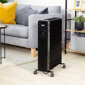 Zanussi 2300W Oil Filled Radiator Heater – 11 Fin, Remote, Black, 24h Timer