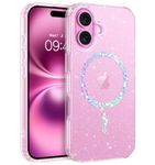 BENTOBEN Magnetic Case for iPhone 16 [Compatible with MagSafe], Cute Clear Glitter Bling Sparkly Slim Lightweight Soft TPU Shockproof Full Protective Women Girls Phone Cover for iPhone 16