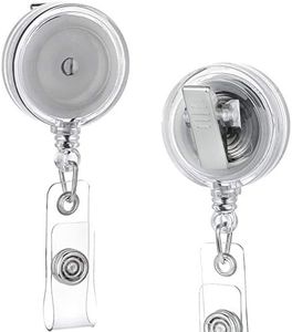 QREEL Badge Reel, ID Badge Holder Retractable Clip, Clear, Bulk 100 Pack