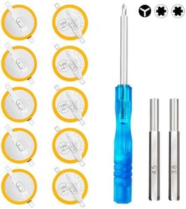 IWANGDO Batteria CR2025 con codolo compatibili con Game Boy Color, Blue, Red, Gold, Silver, Crystal Save Confezione da 10 pile con punte di sicurezza da 3,8 mm, 4,5 mm e set di cacciaviti triwing