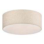 Galtlap 18'' Flush Mount Ceiling Light Modern Farmhouse Drum Ceiling Light Fixture with Linen Fabric Shade 3-Light Drum Ceiling Lighting Round Semi Flush Lighting for Bedroom Hallway Living Room