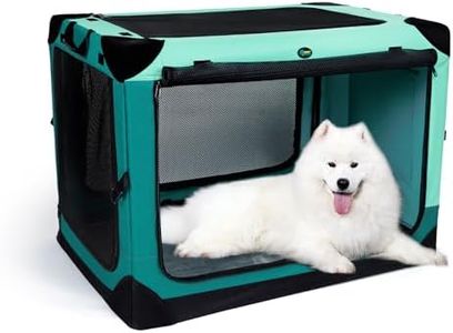 Ownpets 4 Door Folding Dog Crate, Portable Pet Crate with Strong Steel Frame for Dogs & Cats, 36"x25"x25" Detachable Soft Dog Kennel for Camping,Large
