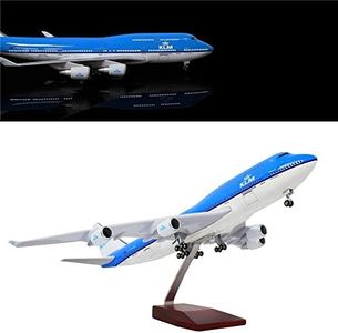 24-Hours 18” 1:130 Scale Airplane Model Dutch Airlines 747 Plane Model KLM Model Plane with LED Light(Touch or Sound Control) for Decoration or Gift