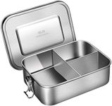 G.a HOMEFAVOR Leak Proof Stainless Steel Bento Box, Metal Lunch Container with 3-Compartment, 1200ML, Perfect for Snacks and Salad, Dishwasher Safe