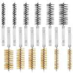 12pcs Copper&Stainless Steel Wire Bore Brushes, Wire Brush for Drill with 1/4 Inch Hex Shank Pipe Cleaning Brush Pipe Cleaner Twisted Wire Brush for Power Drill Impact Drivers Die Grinders